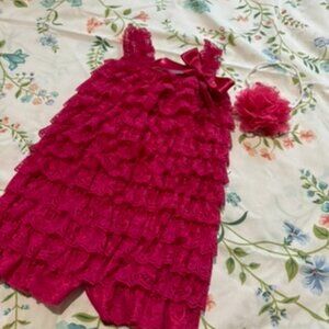 Hot Pink Lace Petti Romper